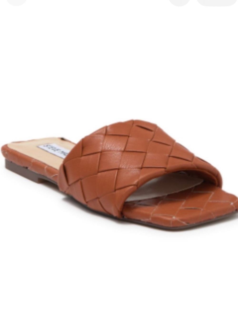 Steve Madden | Melyza faux leather woven slide sandal cognac